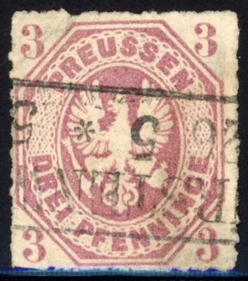 Estados Alemanes - Prusia 1867 Scott# 14 Muy Fino Usado Gran Cancelación Escaso Foto 1 de 2