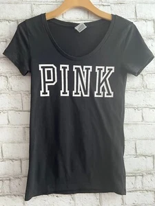 Victoria's Secret PINK, short-sleeved black tshirt Pre Loved size Small - Picture 1 of 5