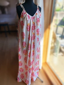 Old Navy Sz M Medium Tall Tie-Shoulder All-Day Maxi Swing Tank Dress Coral White - Picture 1 of 7