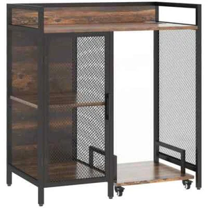 Rustic Brown 33.75 in. Office Storage Cabinet with 4 Shelves and Metal Doors - Picture 1 of 7