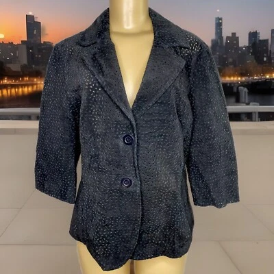 Vintage Terry Lewis Leather Jacket Perforated Suede 3/4 Sleeves Retro Women Sz M - Image 1 of 4