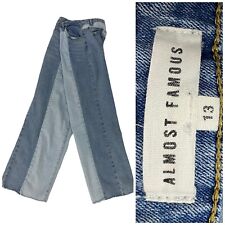 Almost Famous Jeans Womens Size 13 Two Tone Stripe Denim High Rise 70s Fray Hem