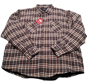 Wrangler Plaid Shacket 2XL Quilted Lined Flannel Button Shirt Brown Beige NEW - Picture 1 of 10