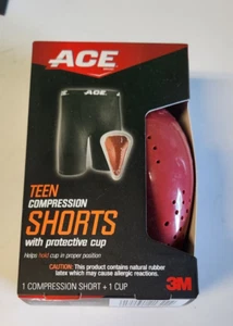 * ACE *PANTALONES CORTOS NEGROS DE COMPRESIÓN PARA ADOLESCENTES CON COPA PROTECTORA PARA DEPORTES * - Imagen 1 de 6