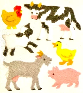 **RARO** Pegatinas Sandylion ANIMALES DE GRANJA DIFUSOS - 1 cuadrado ~VINTAGE~ - Imagen 1 de 1