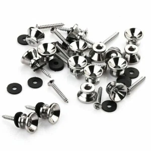 2/4/8/16 Pieces Guitar Bass Chrome Metal End Pin Strap Buttons Cushion Screws - Picture 1 of 8