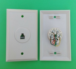 (2 PCS) RJ11 6P4C Single Port Telephone Phone Line Jack Wall Plate - BEIGE