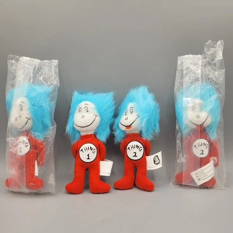 Kellogg’s Thing 1 And Thing 2 Dr Seuss Mini Small Plush Toy Lot Set Cereal Box Cover