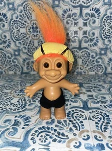  Russ 4.5" Troll Doll, “I Love Biking “ Biker Troll Orange Hair, Stickered - Foto 1 di 6