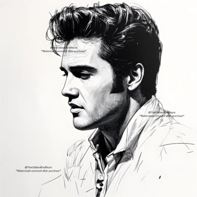 Elvis Presley Digital AI Art Sketch Image Desktop Wallpaper Background EL25001 - Image 1 of 2