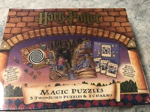 HARRY POTTER Magic Puzzle 3 Two Sided Puzzles & 2 Charms Year 2000 - NEW SEALED - Picture 1 of 12