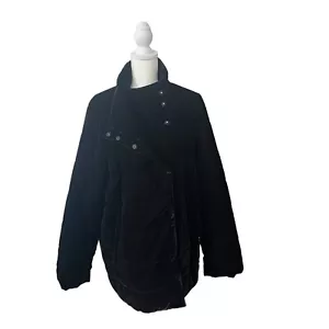 J Jill Velvet Quilted Anorak Black Velvet Coat Pockets Snap Closure NWT Size XL - Picture 1 of 21