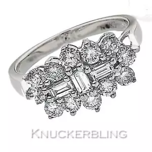 1,00ct Baguette & Brillantschliff F VS Diamant "Boot" Cluster Ring 18kt Weißgold - Bild 1 von 1