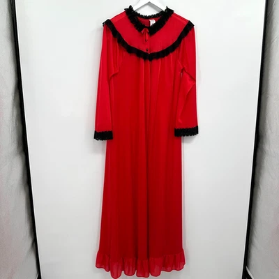 Vintage 70s Maxi Peignoir Robe Large USA Fairy Sheer Boudoir Romantic Coquette - Image 1 of 4