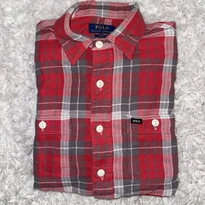 Polo Ralph Lauren Shirt Mens SM Red Plaid Flannel Classic Fit Pockets Work EUC - Picture 1 of 11