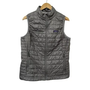 Patagonia Nano Puff Ultralight Puffer Vest Size L Gray Packable Womens - LOGO - Picture 1 of 6