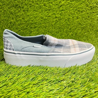 Tênis de skate Vans Asher plataforma feminino tamanho 6.5 cinza azul casual - Imagem 1 de 4