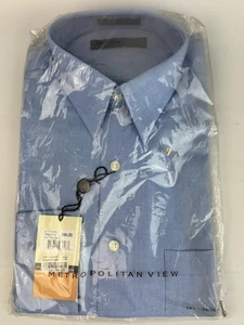 NEW Metropolitan View Men's Blue Pique Dress Shirt * 15/5 - 34/35 BLOOMINGDALES - Picture 1 of 4