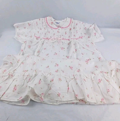 Camisón De Colección Para Mujer Ideal Dama Manga Corta Largo Medio Blanco Rosa Flo Talla 40 Foto 1 de 4