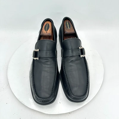 Salvatore Ferragamo Men Size 9.5 D Black Leather Buckle Loafer Dress Shoes - Image 1 of 4