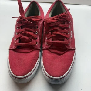 Vans Skate Shoes Mens Size 10.5 Red Canvas Low Top Lace Up Sneakers Vulcanized - Picture 1 of 13