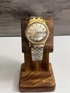 Timex Automatic Men's Watch Day Date Gold Tone Runs Intermittently Vintage - Picture 1 of 6