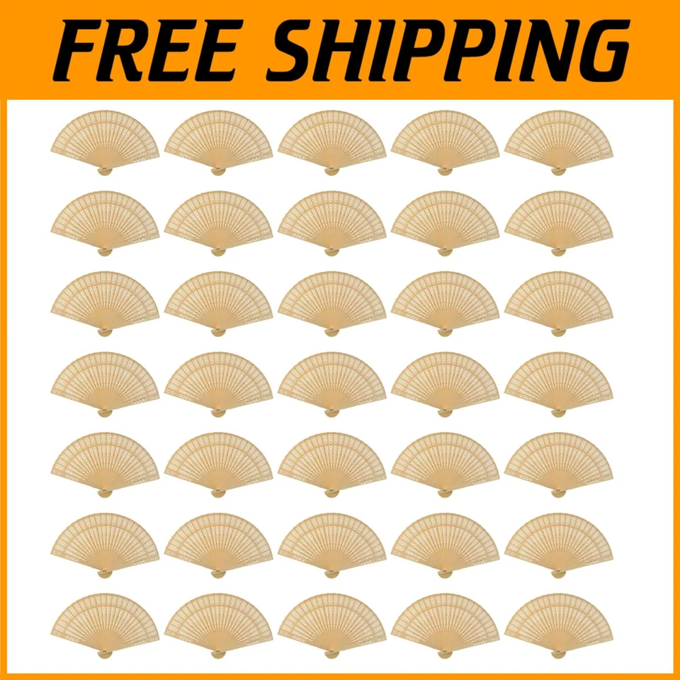 60 Pack Sandalwood Hand Fans - Wedding Favors - Image 1 of 4