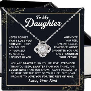 To My Daughter Necklace From Dad Gold Jewelry Gift With Heartfelt Message & Box - Picture 1 of 8