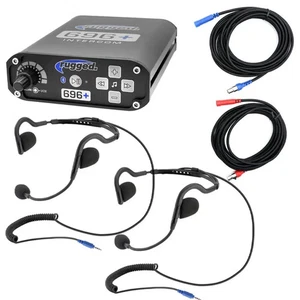2 Person Intercom System w/ Ultra Light Headsets UTV Polaris CanAm Rugged Radios - Picture 1 of 2