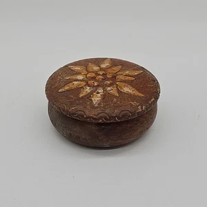 Vintage handgefertigte kleine Pillendose Schmuckdose aus Holz - Bild 1 von 6