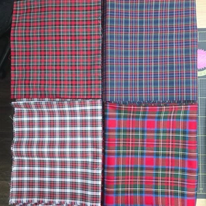 4 One Yd Schnitte Schottenkaro, rot, blau, weiß, grün 100% Baumwolle - Bild 1 von 6