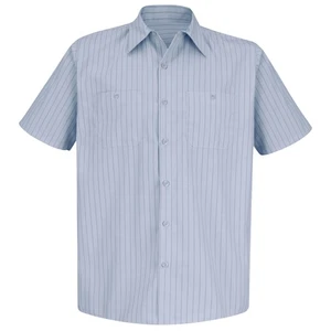 Red Kap Men's Short Sleeve Striped Work Shirt - Picture 1 of 25