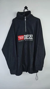 Vintage 90s Diesel Fleece Pullover Mens XL Big Logo 1/4 Zip Retro Streetwear - Picture 1 of 8