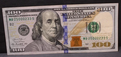 2013 $100 US Dollar Bill- Unique Serial Number, "25000" - Image 1 of 4