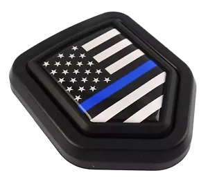USA Police thin blue line car black Shield Grill Badge black grille emblem - Foto 1 di 12