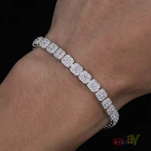 6 mm VVS1 D Moissanit Halo Halskette oder Armband massiv 925 besteht Diamanttester! - Bild 1 von 10