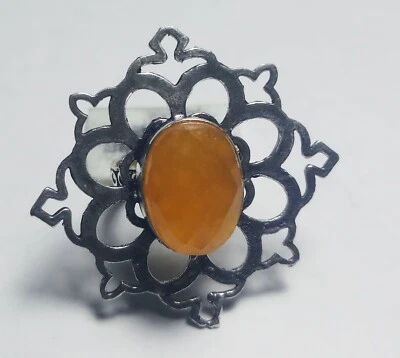 Hydro Orange Onyx Oval Shape Gemstone Handmade Ring Jewellery Size 4.5 Inches - Image 1 of 4
