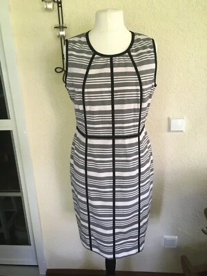 Kleid Etuikleid Damenkleid Calvin Klein US  14 D 44 grau Blockstreifen Stretch - Bild 1 von 4