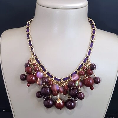 TALBOTS TONO DORADO PÚRPURA, ROSA. COLLAR BABERO DECLARACIÓN VINO NUEVO CON ETIQUETAS PRECIO DE VENTA SUGERIDO POR EL FABRICANTE $85 Foto 1 de 3