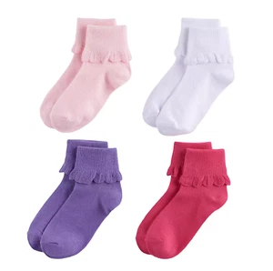 NEW Girls Capelli Scalloped Foldover Ankle Bobby Socks 4 pr Set sizes 5.5-10 - Picture 1 of 7