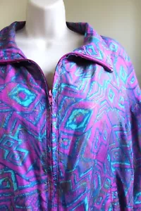 Rhoda Lynne Womens M Runs L Purple Silk Baseball Jacket Zip Up Long Sleeve - Picture 1 of 8