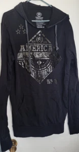 American Fighter Premium Athletics Men's Medium Pocketed Black Hoodie Sweatshirt - Picture 1 of 3