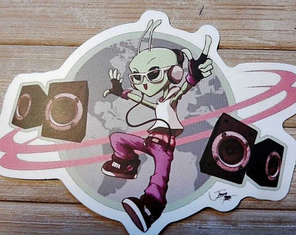 x2 Rave Dance Alien Vinyl Laptop Stickers UFO Space Phone Scooter skateboard - Image 1 of 1