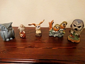 5x Vintage 80`s - Smaller Sizes - Owls - Different Owl Ornaments - - Picture 1 of 3