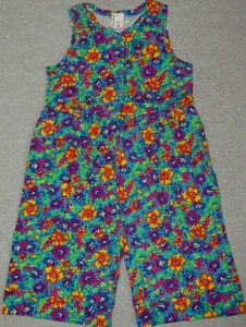 HANNA ANDERSSON Romper Wide Leg Floral Jumpsuit Vintage Made In USA 140 Girls 10 - Picture 1 of 4