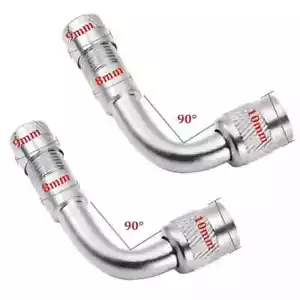 2x Right Angle 90° Tyre Valve Extension Adapter Silver Chrome For Motorcycle Car - Picture 1 of 5