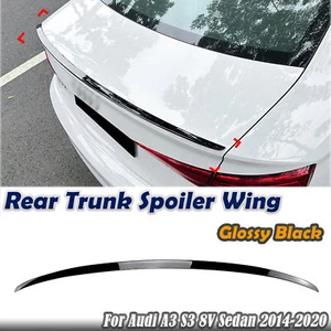 For Audi A3 S3 8V Sedan 2014-2020 2015 Rear Trunk Spoiler Splitter Wing Kit BLK - Picture 1 of 9