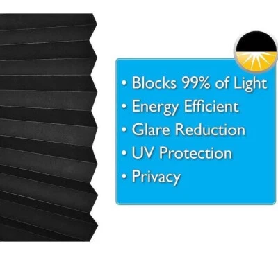 2 Pack Original Redi Blackout Pleated Paper Shade Black, 48”w x 40"l - Image 1 of 4
