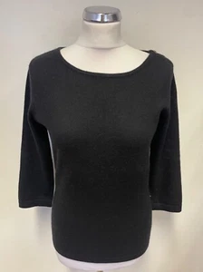 PURE COLLECTION 100% CASHMERE BLACK BOAT NECK 3/4 SLEEVED JUMPER SIZE 10 - Picture 1 of 4