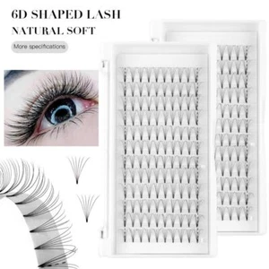 C/D Curl Cluster False Lashes Natural 6D Individual Lashes Russian Volume - Picture 1 of 8